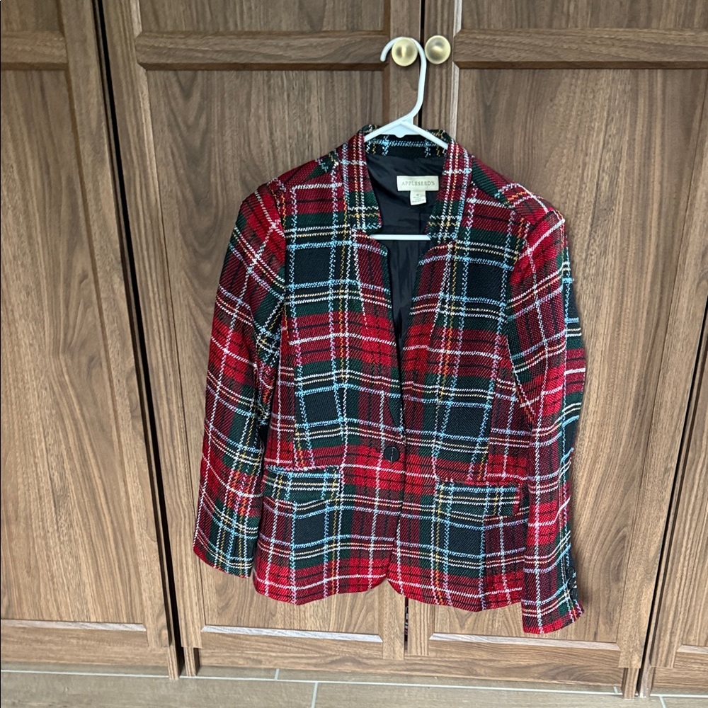 Holiday Red and Black Plaid Blazer